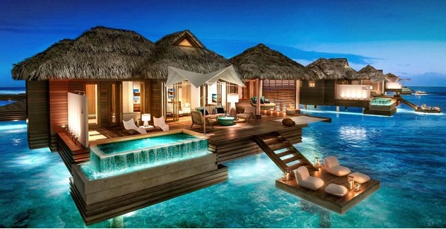 sandals resorts over -the-water villas